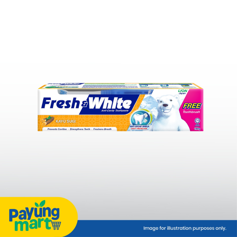 F&W TP KAYU SUGI 160G+TB V2 RM 6.70 Fresh & White Toothpaste Kayu Sugi (Free Berus Gigi) - Image 1