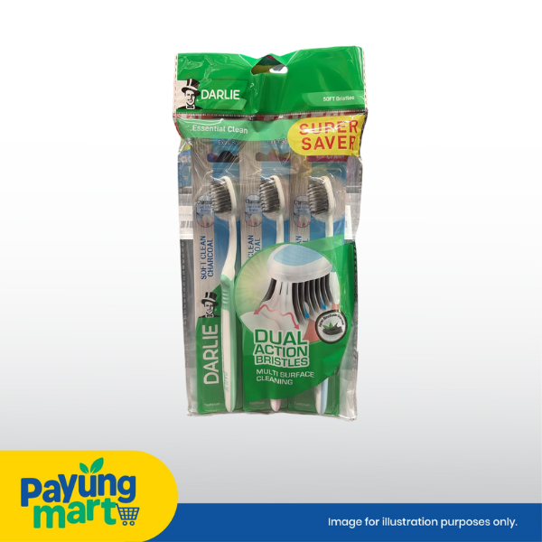 Darlie Dual Action Bristle Charcoal (Soft) 3 units (Super Saver Pack) RM9.99 Darlie Dual Action Bristle Charcoal Soft (3 Pcs) - Image 1