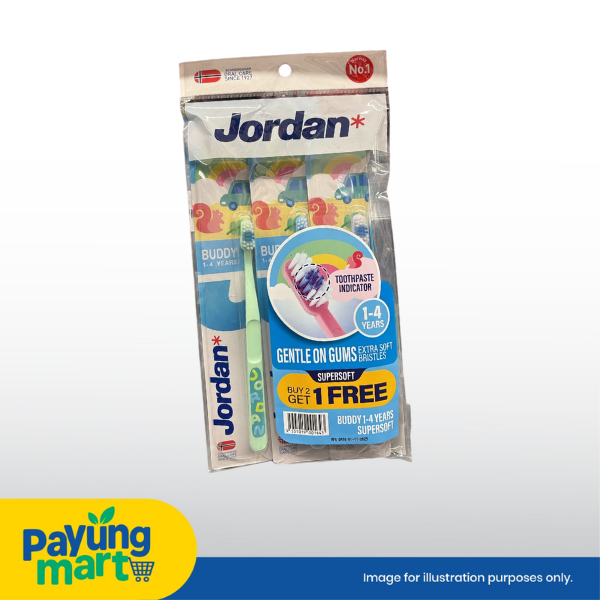 JORDAN TOOTHBRUSH BUDDY 1-4 YEARS SUPERSOFT RM 5.80 Jordan Toothbrush Buddy Supersoft 1-4 Years (3 Pcs) - Image 1