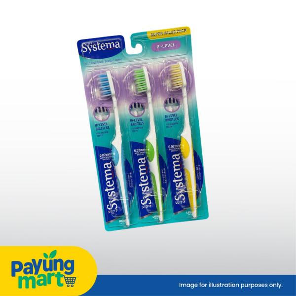 SYSTEMA TOOTHBRUSH SUPER VALUE PACK BI-LEVEL MEDIUM SOFT RM 17.99 Systema Bi Level Medium Soft Toothbrush (3 Pcs) - Image 1