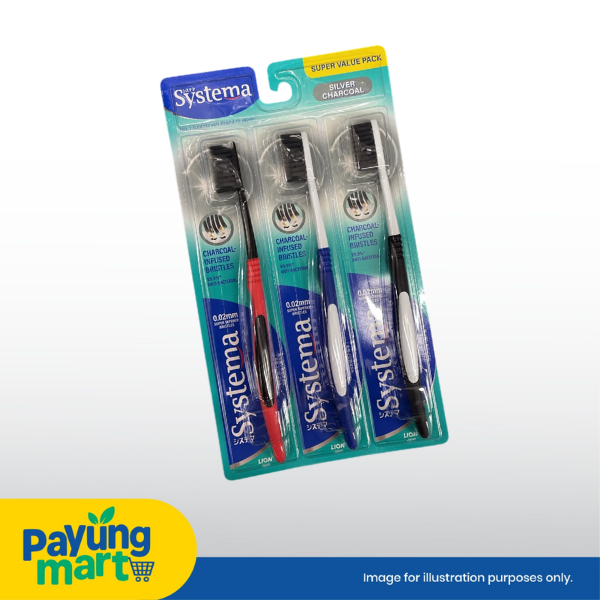 SYSTEMA TOOTHBRUSH SUPER VALUE PACK SILVER CHARCOAL SOFT RM 15.90 Systema Silver Charcoal Soft Toothbrush (3 Pcs) - Image 1