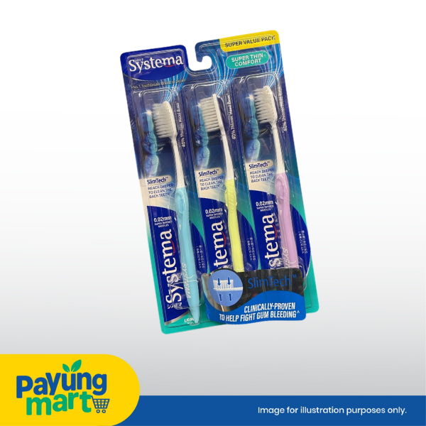 SYSTEMA TOOTHBRUSH SUPER VALUE PACK SUPER THIN COMFORT SOFT RM 18.99 Systema Super Thin Comfort Soft Toothbrush (3 Pcs) - Image 1